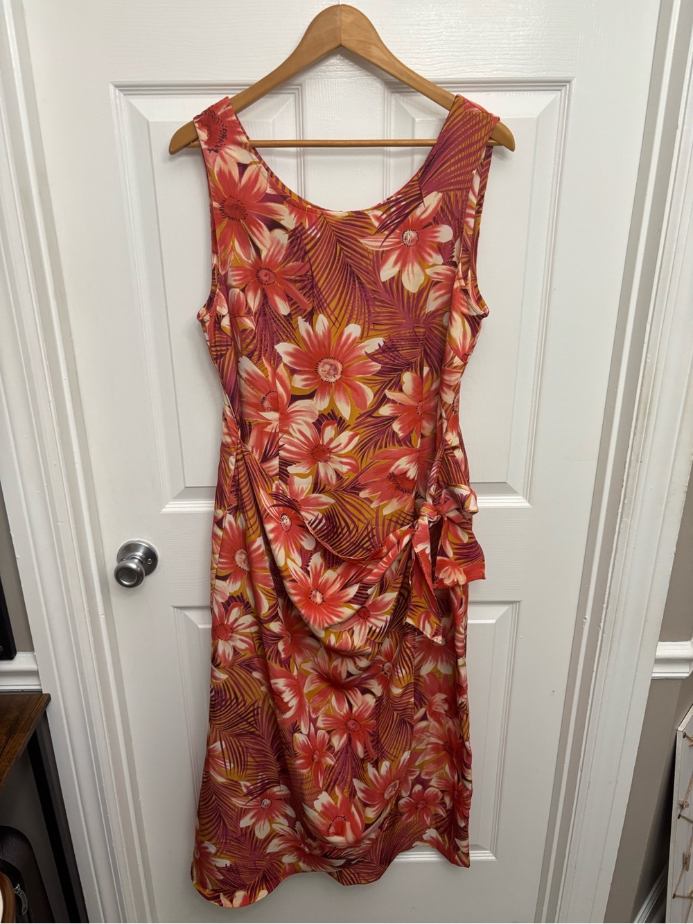 Hawaiian Luau Sleeveless Floral ResortWear Maxi Dress w/Side Tie